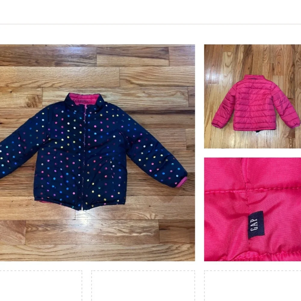 GAP reversible pink blue dots jacket 4 Toddler